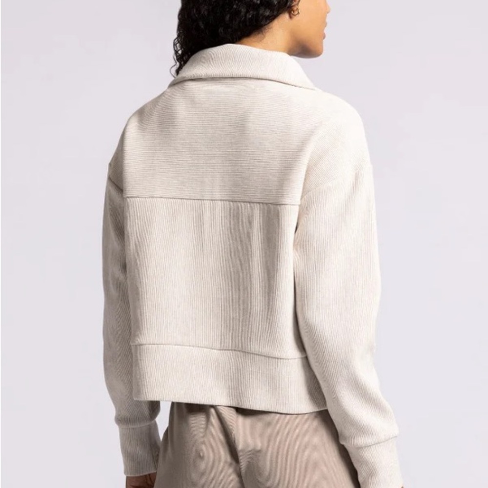 THREAD & SUPPLY KRISTINE PULLOVER Oatmeal Quarter-Zip Sweater - Picture 3 of 6